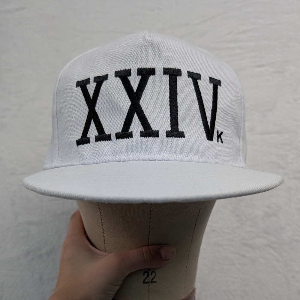 Bruno Mars XXIVk Magic Hat Mens OS White Concert Tour Merch Embroidered Snapback